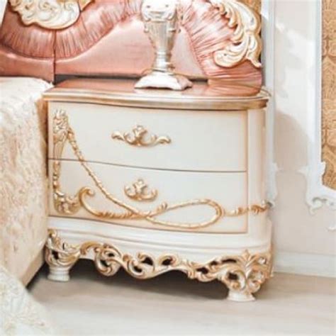 Casa Padrino Luxury Baroque Bedside Table White Cream Copper 70 X