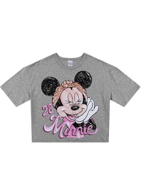 Blusa Feminina Em Meia Malha Estampada Cinza Disney By Cativa