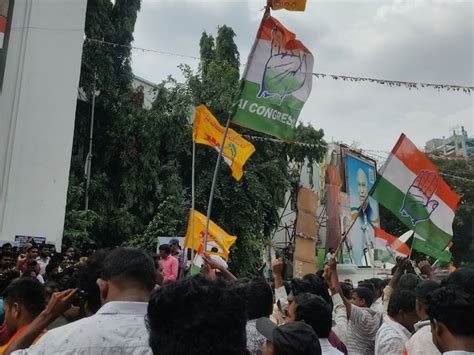 TDP Flags Spotted At Congress' Victory Celebrations In Hyderabad - News18