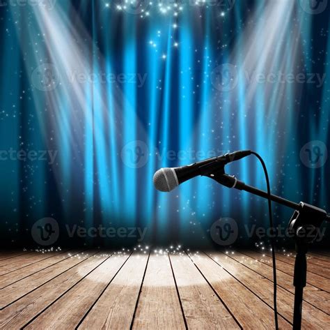 Stage and microphone 20726068 Stock Photo at Vecteezy