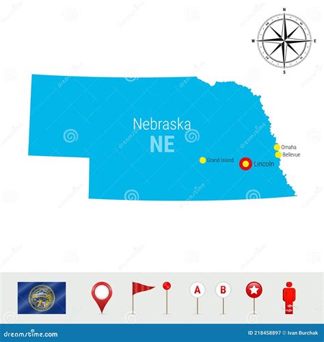 Nebraska Mapa Vectorial Aislado Sobre Fondo Blanco Alta Silueta