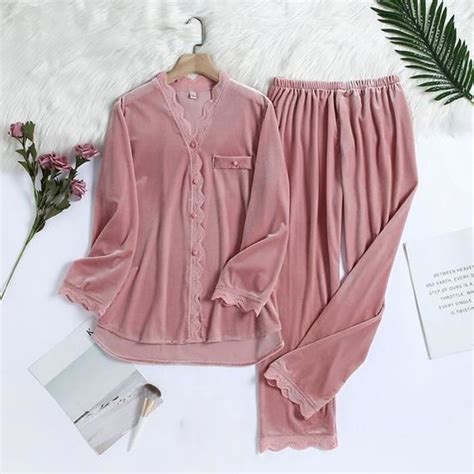 Pyjama Flanelle Femme D Hiver En Velours Fr Tke Rose Pink Pink