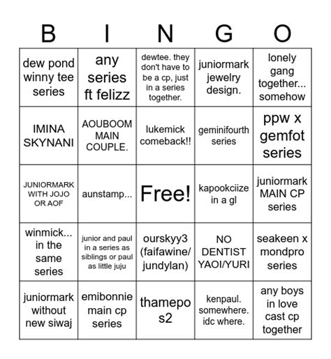 gmmtv  bingo card