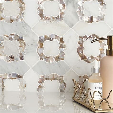 Cassie Chapman Eva Pearl Marble Arabesque Tile Tilebar