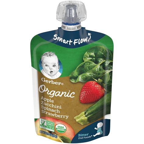 Gerber 2nd Foods Organic Stage 2 Baby Food Apple Zucchini Spinach ...