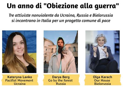 Caritas Ambrosiana Un Anno Di Obiezione Alla Guerra Tre Attiviste