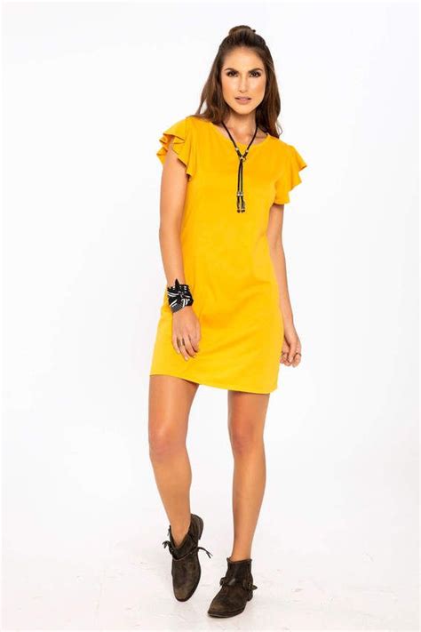 Venta Vestido Corto Mostaza En Stock