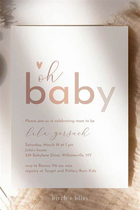 Minimalist Baby Shower Invitation Gender Neutral Baby Shower Hello Baby