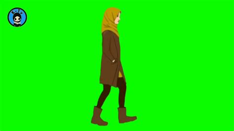 Green Screen Animasi Muslimah Berjalan Animasi Kartun Bergerak Youtube