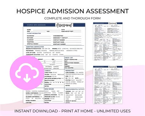 Hospice Nurse Admission Assessment Hospice Admission Form End Of Life Care Nursing Assessment