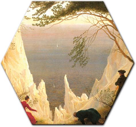 Wandbild Caspar David Friedrich Kreidefelsen auf Rügen 60 cm Sechseck