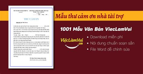 Mẫu thư cảm ơn nhà tài trợ file Word - 1649 | ViệcLàmVui.Com