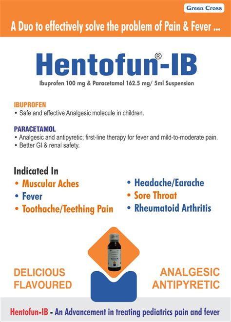 HENTOFUN IB Ibuprofen 100 Mg Paracetamol 162 5 Mg Syrup Use Indication