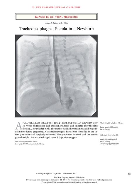 Pdf Tracheoesophageal Fistula In A Newborn