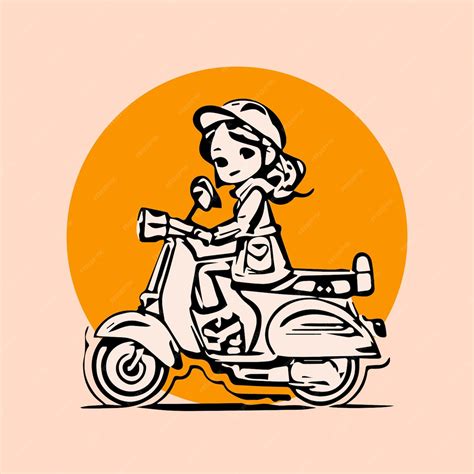 Premium Vector Cute Couple Woman Vespa Logo Vector Illustration