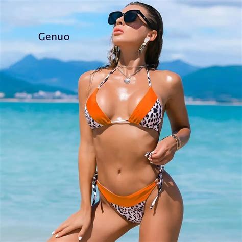 Sexy Bikini 2021 Leopard Bandage Swimsuit Women Swmwear Woman Micro