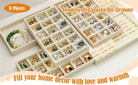 Amazon SPAKOWN Jewelry Organizer For Drawer Adjustable Velvet