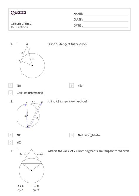 50 Tangent Lines Worksheets For 9th Year On Quizizz Free And Printable