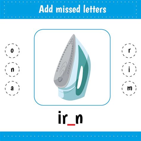 Premium Vector Learning English Words Add Missed Letters Iron