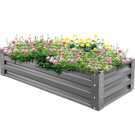 Buy VEVOR Galvanized Raised Garden Bed, 48" x 24" x 10", Steel Metal er ...