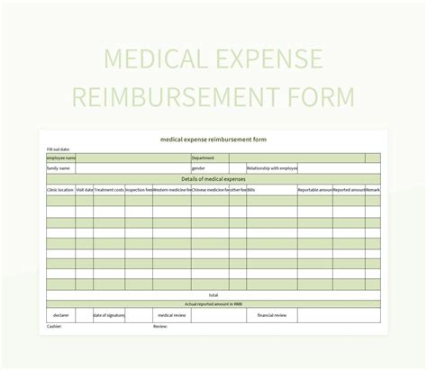 Free Medical Expense Reimbursement Form Templates For Google Sheets And