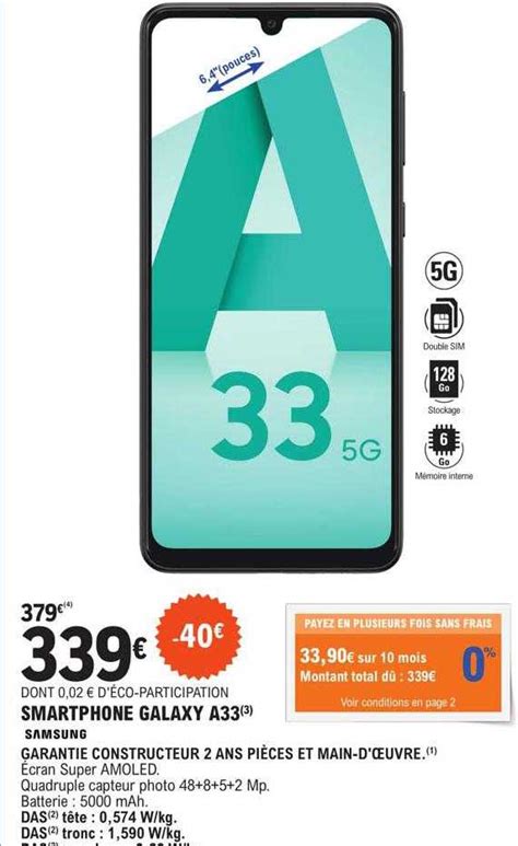 Promo Smartphone Galaxy A33 Samsung Chez E Leclerc ICatalogue Fr