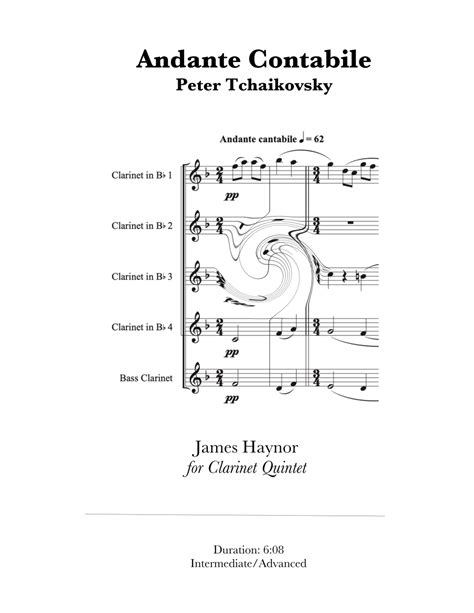 Andante Cantabile For Clarinet Quintet Arr James Haynor By Peter