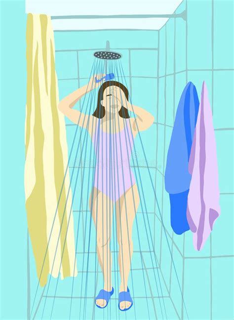 Girl Taking A Shower Stock Vector Illustration Of Bath 252598863