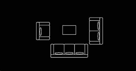 Sala de estar con sofás en AutoCAD 2d DWGAutoCAD