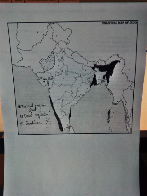 On the outline map of India mark an area with each of the following ...