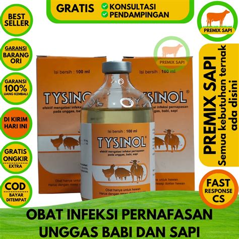 Jual TYSINOL 100ml Anti Biotik Pernapasan Penyakit Hewan Ternak Sapi