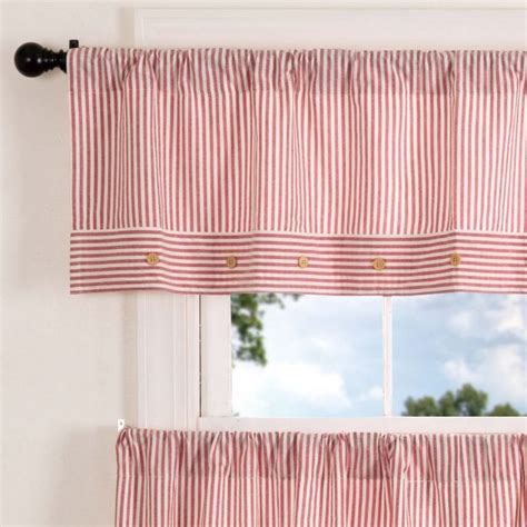 Farmhouse Ticking Red Valance 60 Piper Classics