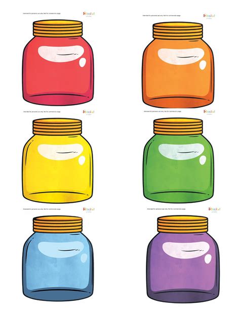 Color Sorting Jars Childrens Learning Printable Preschool Game