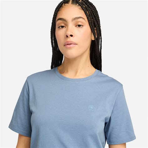 T Shirt De Manga Curta Dunstan Para Mulher Em Azul Claro