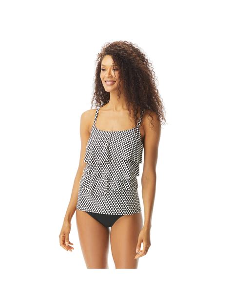 Coco Reef Aura Ruffle Bra Sized Underwire Tankini Top Cape Dot