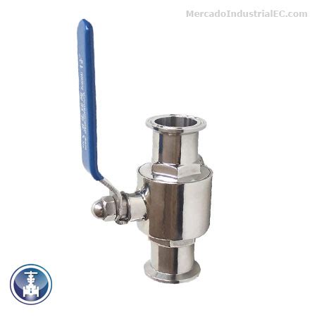 Válvula de bola sanitaria manual extremos clamp 1 1 2 PTFE SS316L