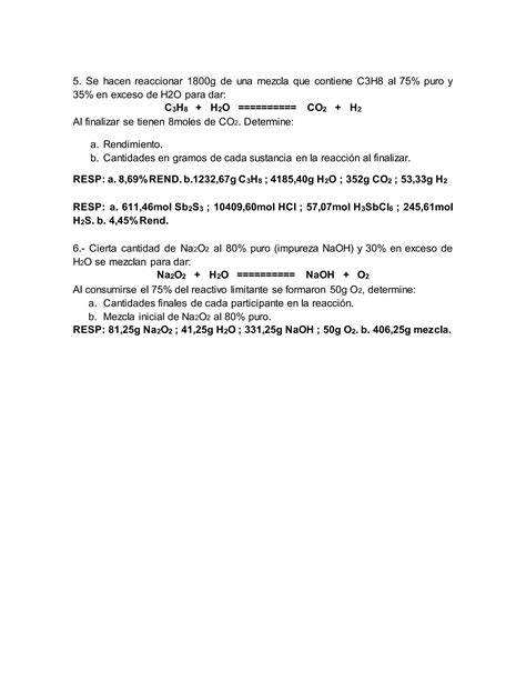 Ejercicios De Estequiometria Pdf