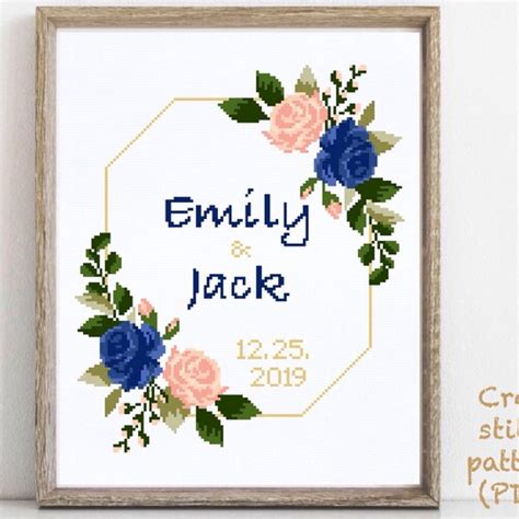 Wedding Modern Cross Stitch Pattern Personalized Counted Etsy