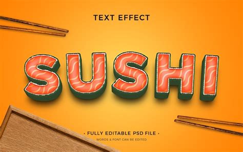 Efecto De Texto De Sushi Archivo Psd Premium