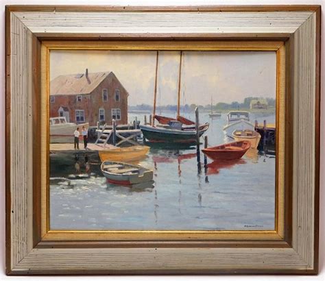 C Gordon Harris Impressionist Harbor Painting