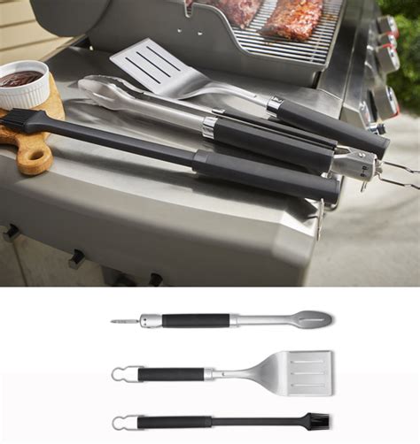 Set De 3 Ustensiles Weber Premium Pour Barbecue