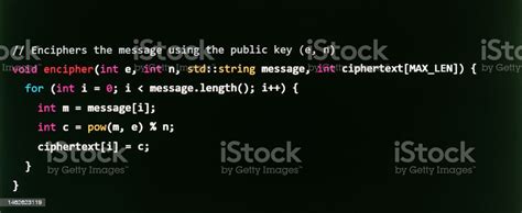 Cryptography Snippet Of C Computer Code To Encipher A Message Using Publickey Encryption Stock ...