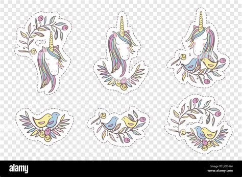 Unicorn Rainbow Pattern Girls Stickers Stock Vector Image Art Alamy