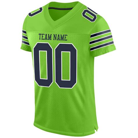 Custom Neon Green Navy-White Mesh Authentic Football Jersey – FiitgShop