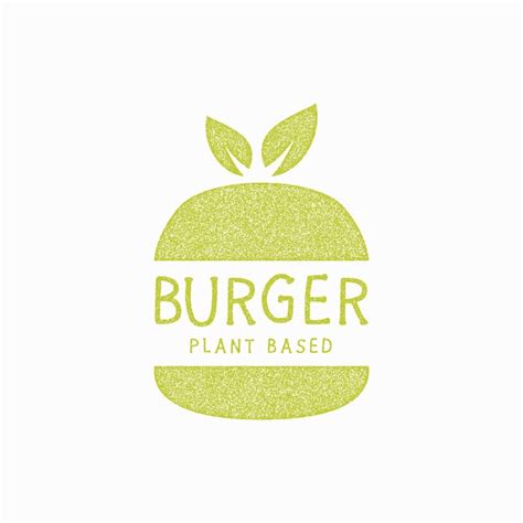 Logotipo De Placa De Sello De Hamburguesa A Base De Plantas Vector