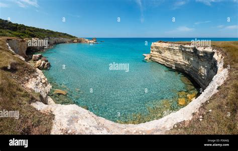 Picturesque Seascape With White Rocky Cliffs Sea Bay Islets And