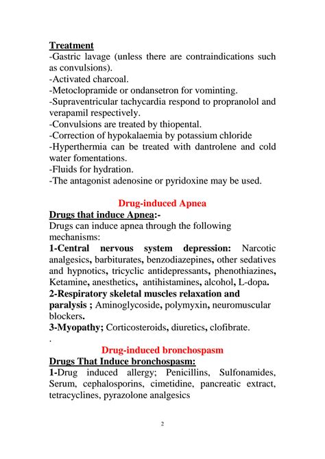 Solution Toxicity Of Drugs Acting On The Respiratory System And