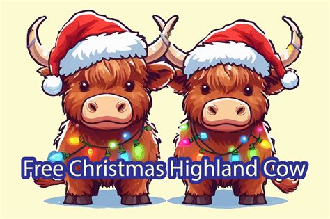 Free Christmas Highland Cow Clipart Graphic By Crafted Wonders