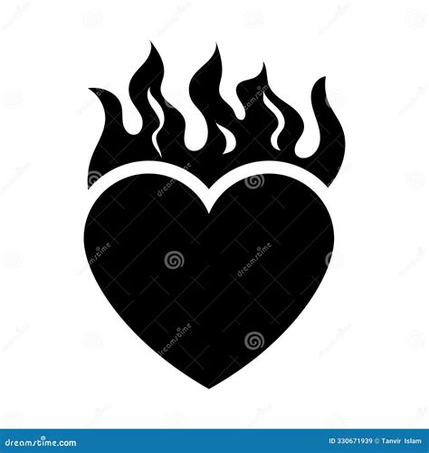 Heart In Fire A Flamy Logo Heart With A Realistic Effect Showing The