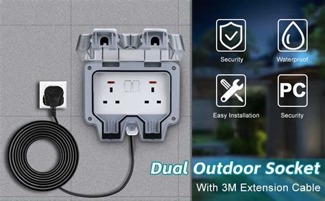 Outdoor Socket Waterproof 3m Extension Leaddouble Socket With 3m Outdoor Extension Lead